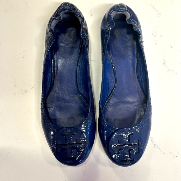 Tory Burch Shoes - Tory Burch Navy Patent Minnie Travel Ballet Flats